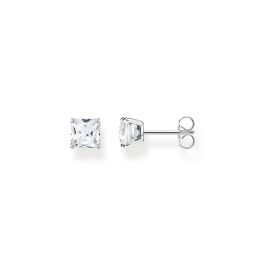 Thomas Sabo Princess Cut White Zirconia Stud Earrings - Silver