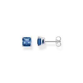 Thomas Sabo Princess Cut Blue Zirconia Stud Earrings - Silver