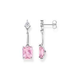 Thomas Sabo Pink Octagon Cut and White Zirconia Drop Earrings