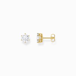 Thomas Sabo Gold Stud Earrings with 7mm Brilliant Cut White Zirconia