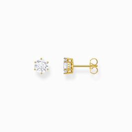 Thomas Sabo Gold Stud Earrings with 6mm Brilliant Cut White Zirconia