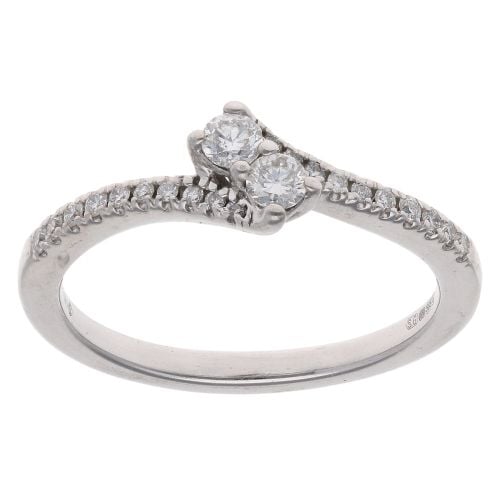 14ct White Gold 0.25ct Brilliant Cut Diamond Two Stone Ring