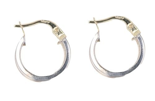 14ct Yellow White and Rose Gold Greek Key Trio Hoop Earrings