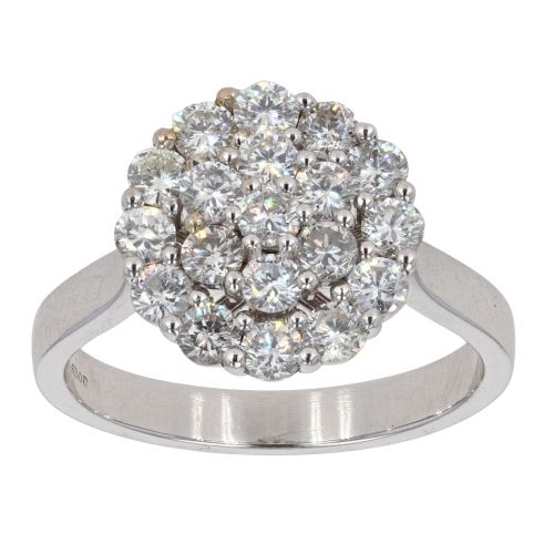 18ct White Gold 1.30ct Diamond Cluster Ring