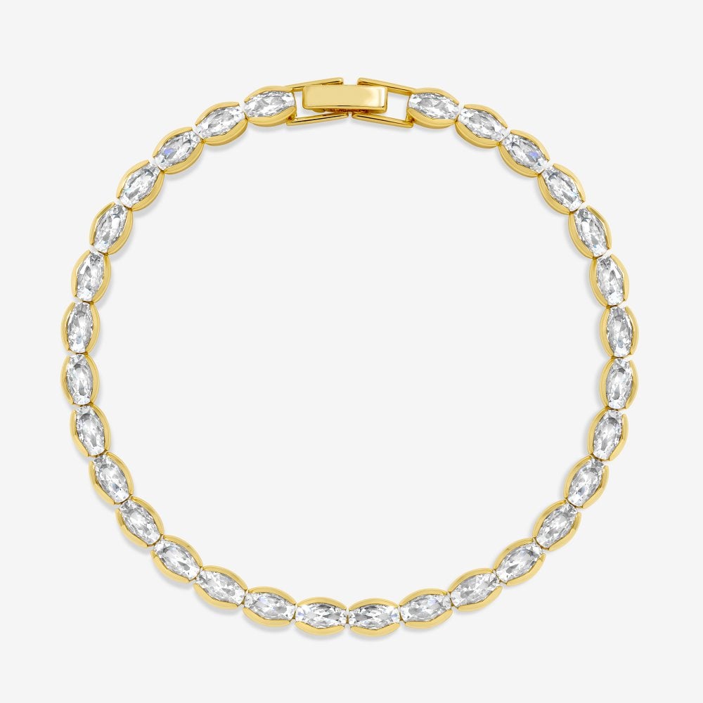 Inicio 14ct Gold Plated and Crystal Tennis Bracelet - Gift Pouch