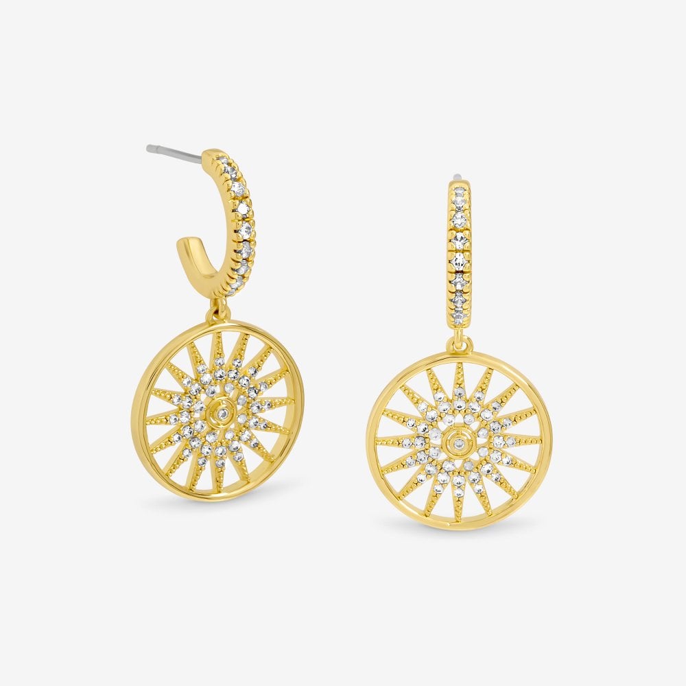 Inicio 14K Gold Plated Celestial Charm Hoop Earrings - Gift Pouch