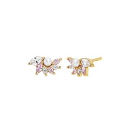 Amelia Scott Isla Pearl Gold Stud Earrings with Blush Pink Zirconia