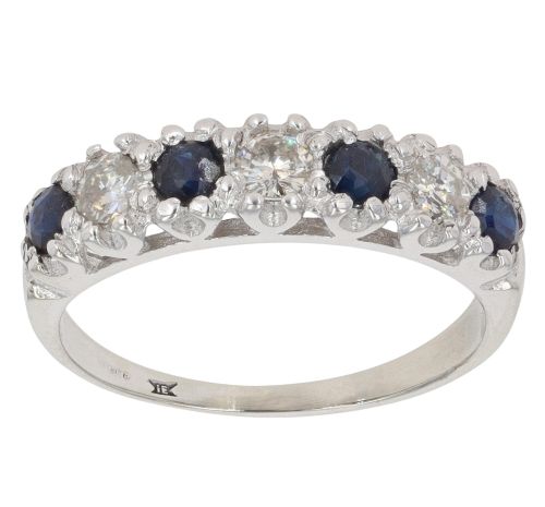 14ct White Gold 0.30ct Diamond and Sapphire Half Eternity Ring