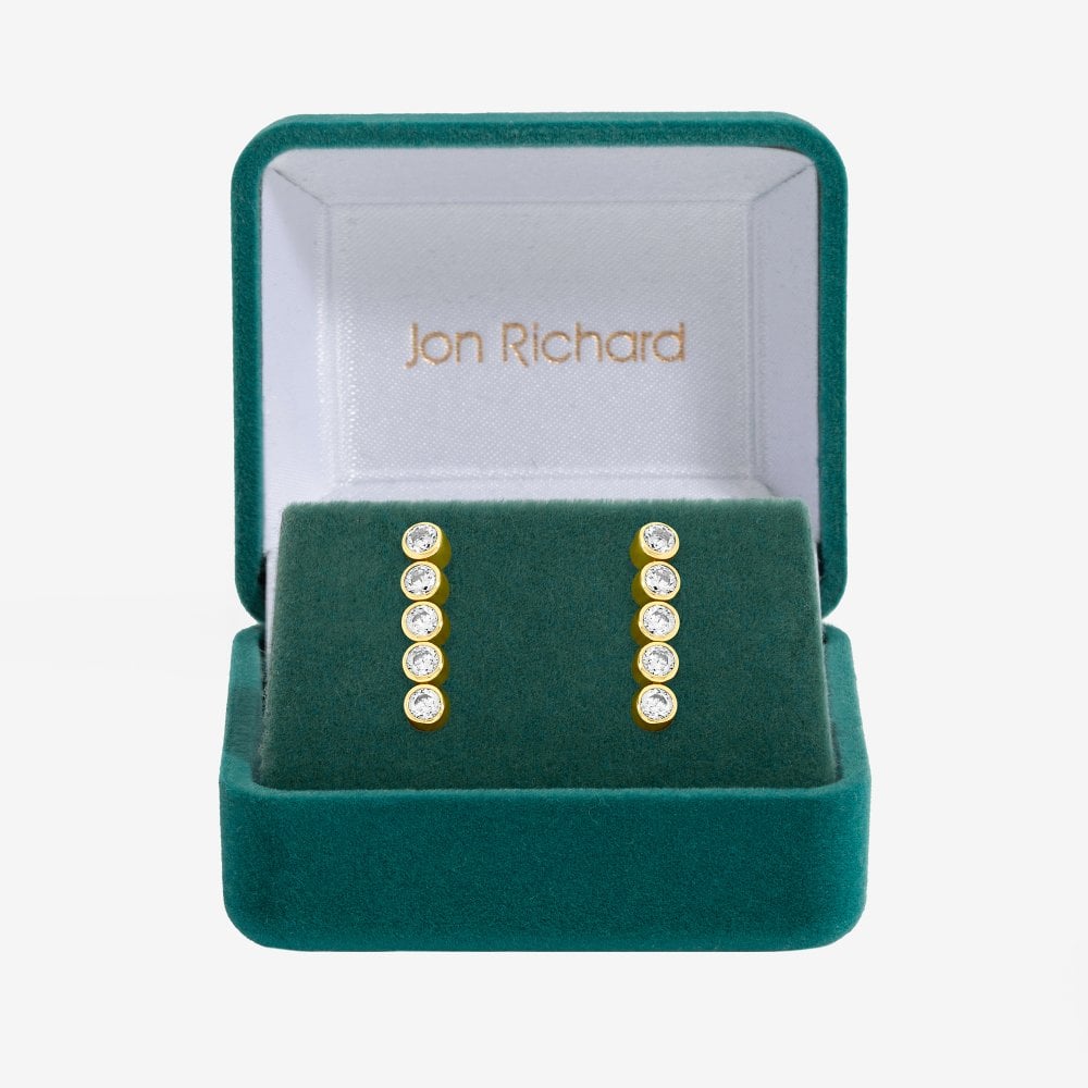 Jon Richard 14ct Gold Plated and Crystal Cubic Zirconia Tennis Earrings - Gift Box