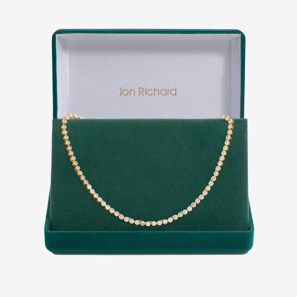 Jon Richard 14ct Gold Plated and Crystal Cubic Zirconia Tennis Necklace - Gift Box