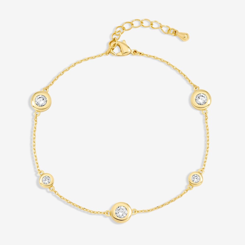Jon Richard 14ct Gold Plated and Cubic Zirconia Bezel Station Bracelet