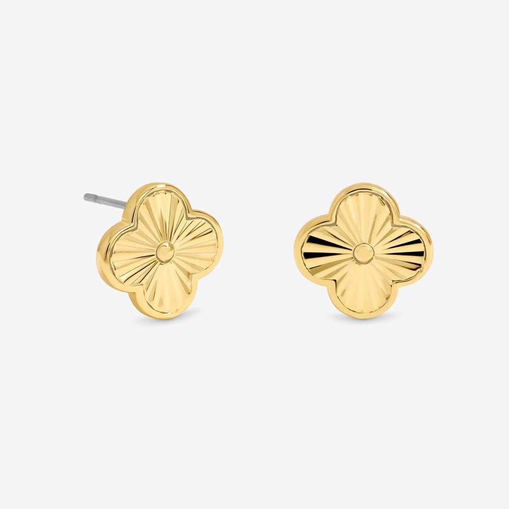 Jon Richard 14ct Gold Plated Diamond Cut Clover Earrings