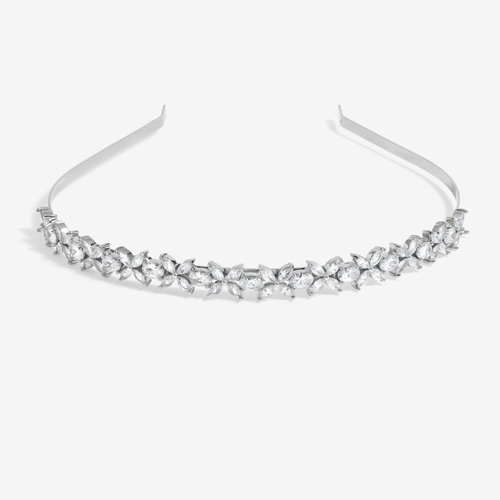 Jon Richard Silver Plated Crystal Floral Single Row Headband