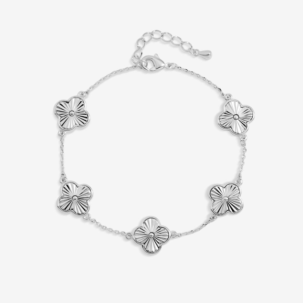 Jon Richard Silver Plated Diamond Cut Clover Bracelet