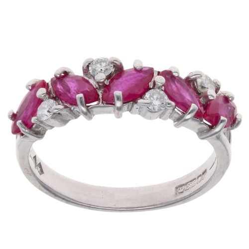 14ct White Gold 0.20ct Diamonds And Rubies Ring
