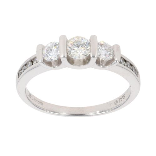 14ct White Gold 0.80ct Brilliant Cut Diamond Trilogy Ring