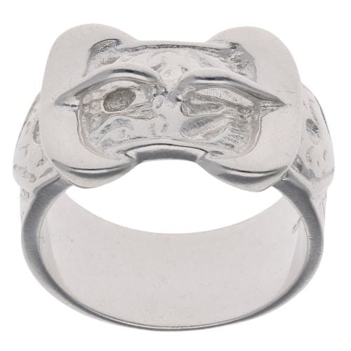 Silver Patterned Double Buckle Ring By Icesia Gents