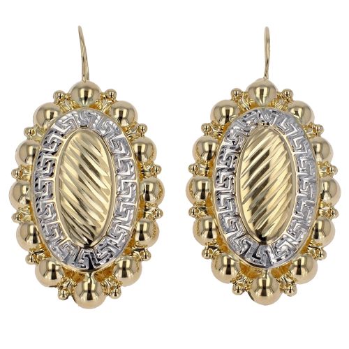 14ct Yellow And White Gold Oval Fancy Earrings