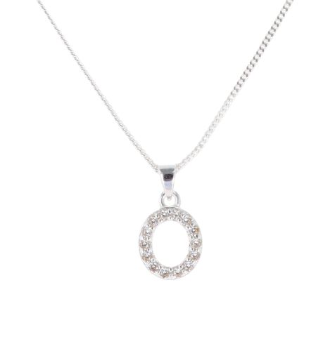 Silver Personalised Block Cubic Zirconia Initial Pendant and Chain