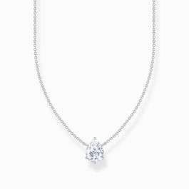 Thomas Sabo Necklace with White Drop Shaped Pendant - Silver