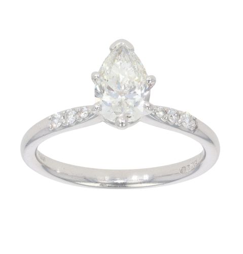 14ct White Gold 0.90ct Pear Cut Diamond Solitaire Ring