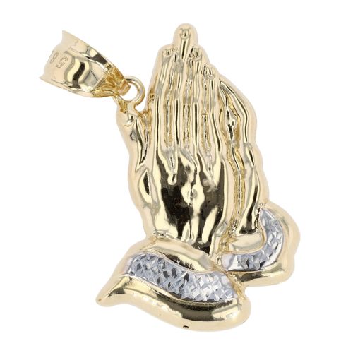 14ct Yellow and White Gold Praying Hands Pendant