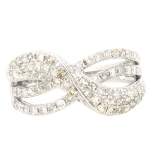 9ct White Gold 1.17ct Diamond Crossover Ring