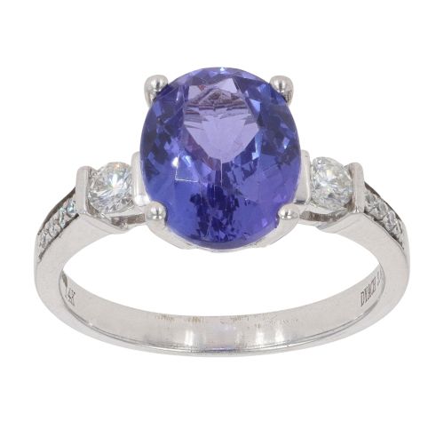 14ct White Gold 0.25ct Diamond and Tanzanite Ring