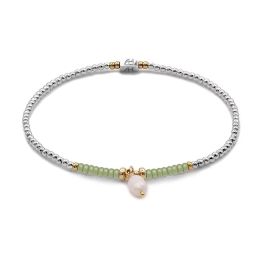 Annie Haak Maisie Mixed Metal Pearl Bracelet - Sage Green