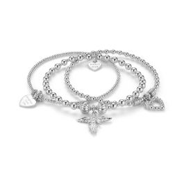 Annie Haak Mini Santi Silver Bracelet Stack - Laughter, Love, Life