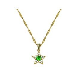 Amelia Scott Celeste Mini Star Gold Necklace in Emerald Green and White