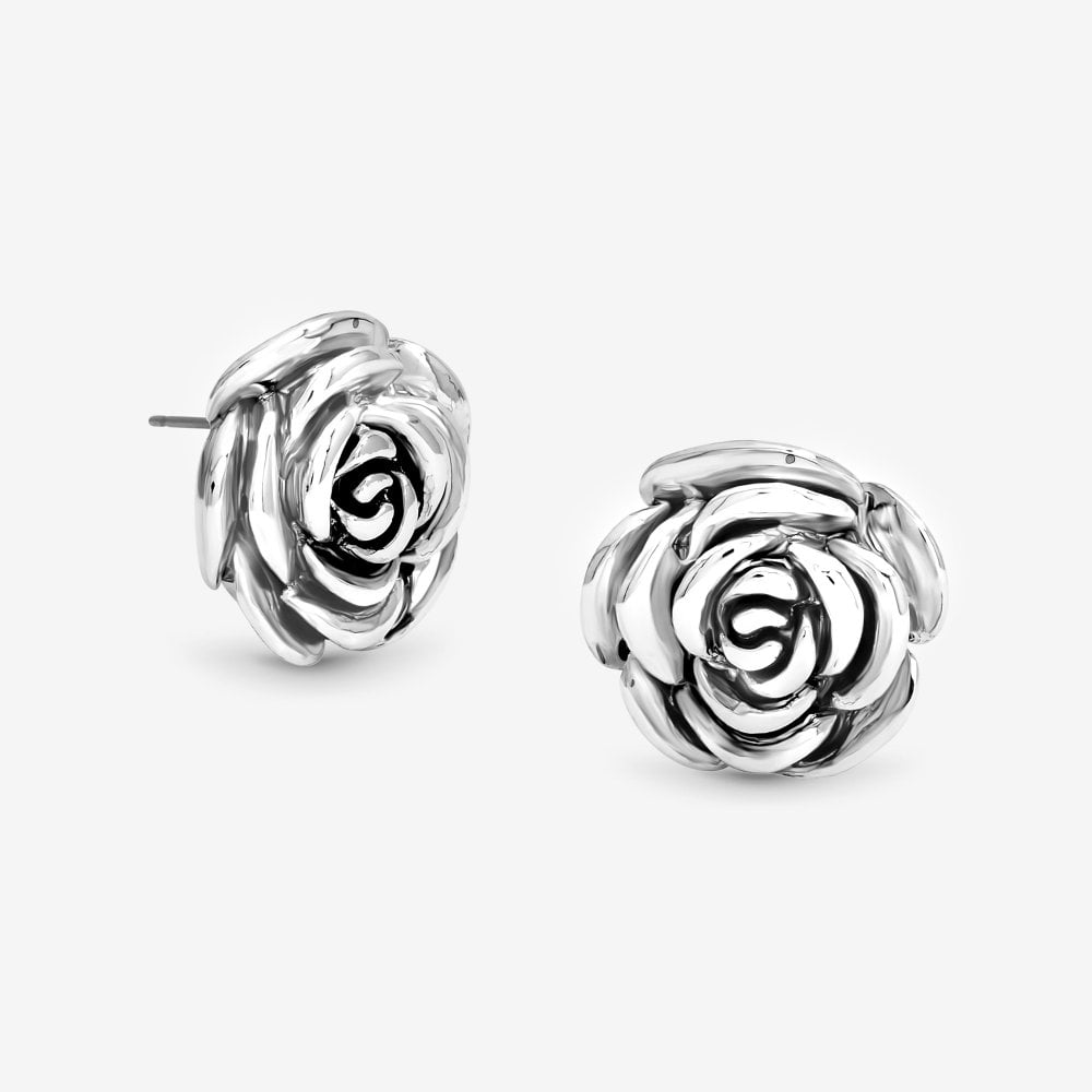 Mood Antique Silver Floral Stud Earrings