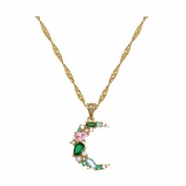 Amelia Scott Celeste Cluster Moon Gold Necklace in Blush Pink and Emerald Green