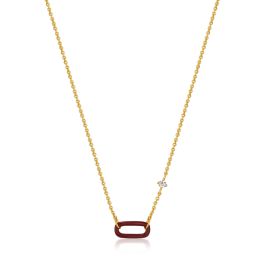 Ania Haie Claret Red Enamel Gold Link Necklace