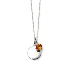 November Birthstone and Disc Necklace - Sterling Silver and Crystal Citrine