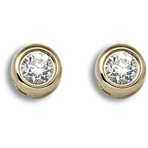 18 Carat Yellow Gold 10pts Rubover Earrings