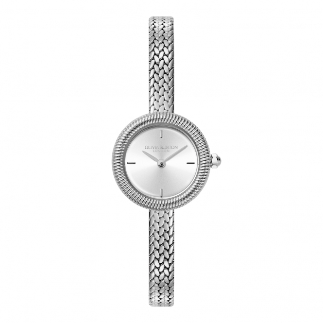 Olivia Burton 20mm Finery Silver Mesh Watch