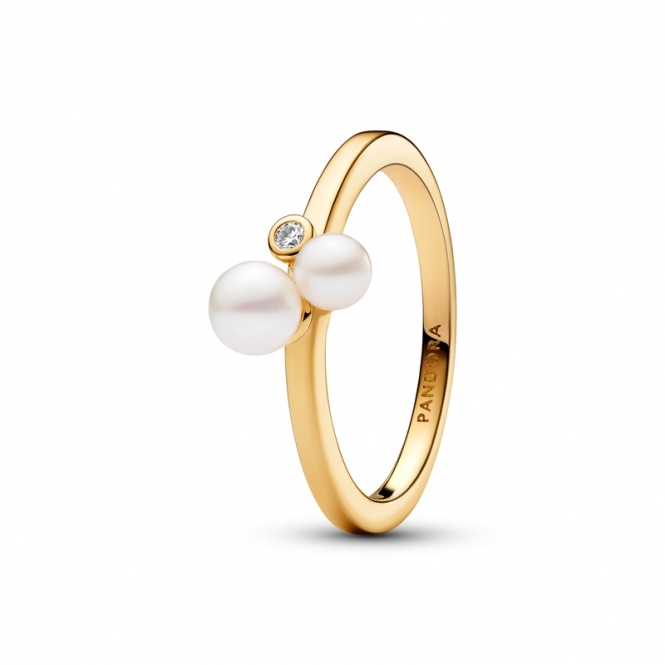 Pandora 14k Gold-Plated Duo Treated Freshwater Cultured Pearls Ring