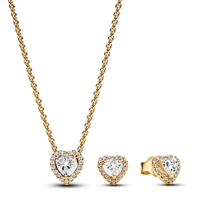 Pandora 14k Gold Plated Elevated Heart Gift Set