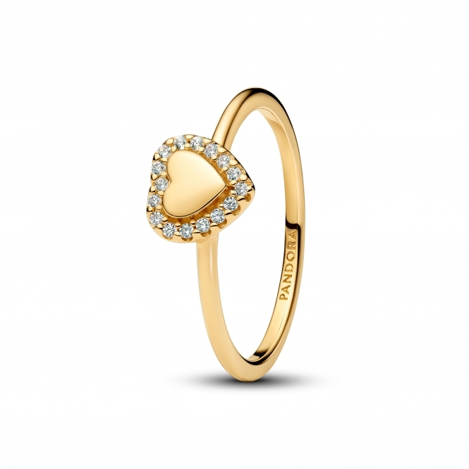 Pandora 14k Gold-Plated Engravable Heart Halo Ring