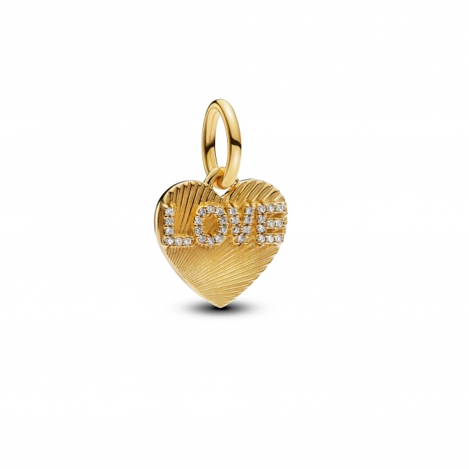 Pandora 14k Gold-Plated Engravable Love Heart Dangle Charm