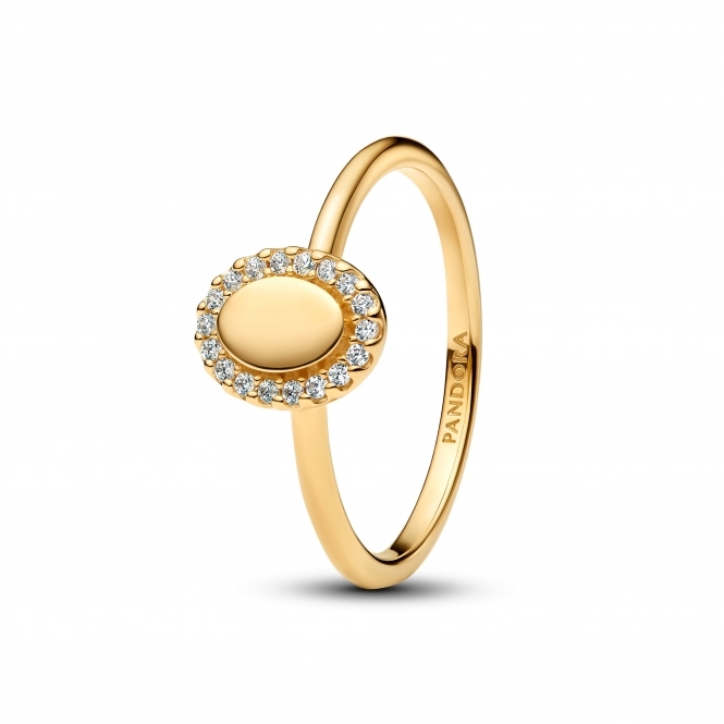 Pandora 14k Gold-Plated Engravable Oval Halo Ring