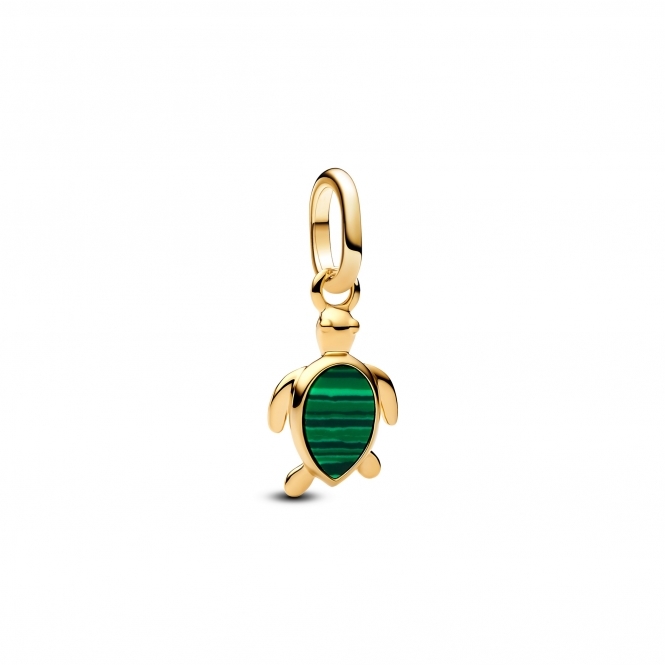 Pandora 14k Gold-Plated Green Turtle Mini Dangle Charm