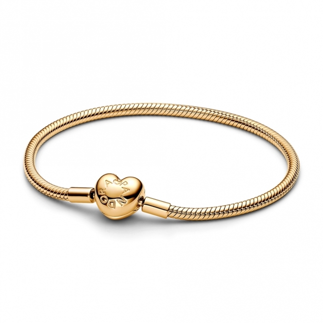 Pandora 14k Gold-Plated Heart Clasp Snake Chain Bracelet