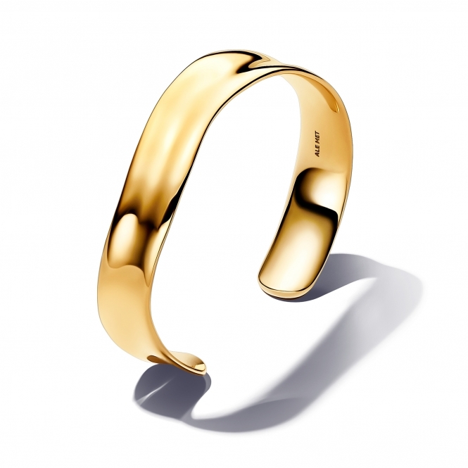 Pandora 14k Gold-Plated Organically Shaped Broad Open Bangle