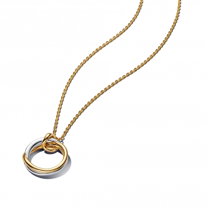 Pandora 14k Gold-Plated Organically Shaped Two-Tone Pendant Necklace