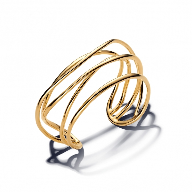 Pandora 14k Gold-Plated Organically Shaped Wired Open Bangle