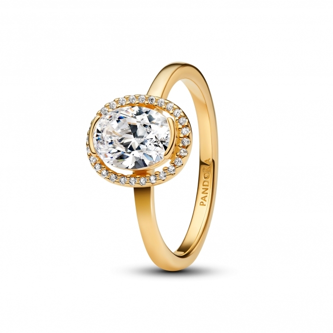 Pandora 14k Gold-Plated Oval Sparkling Halo Ring