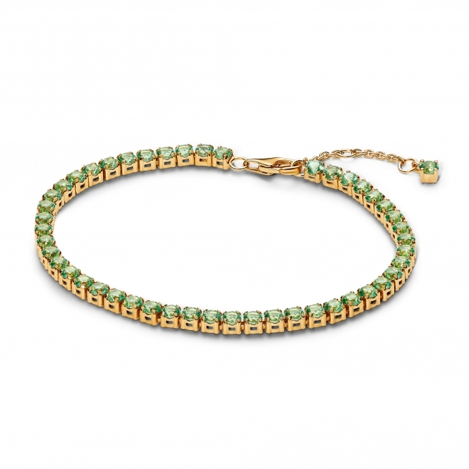 Pandora 14k Gold-Plated Sparkling Green Tennis Bracelet