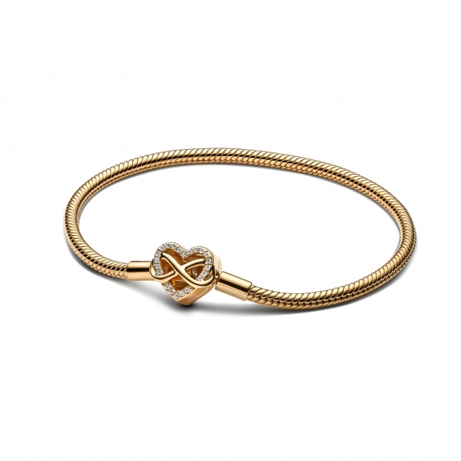 Pandora 14k Gold-Plated Sparkling Infinity Heart Clasp Snake Chain Bracelet